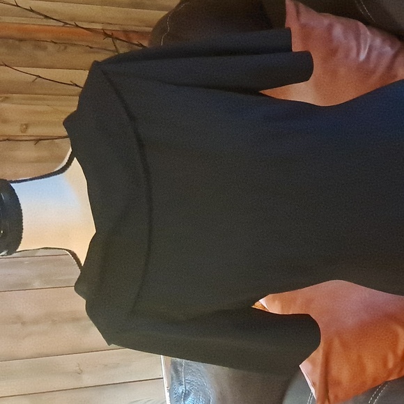 Adrianna Papell Drape Neck Cap Short Sleeve Black Dress Size 8 Basic Classic - Picture 2 of 8